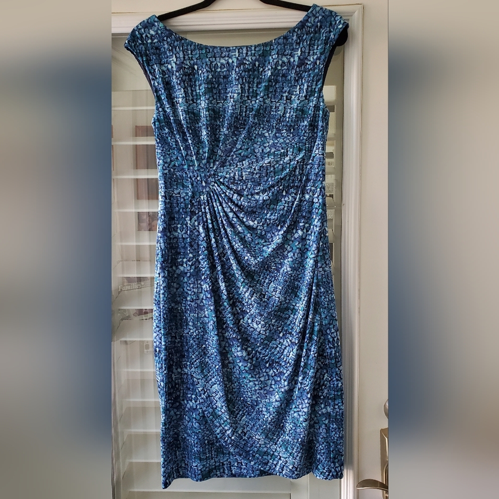 Connected Apparel Textured Blue Midi Dress